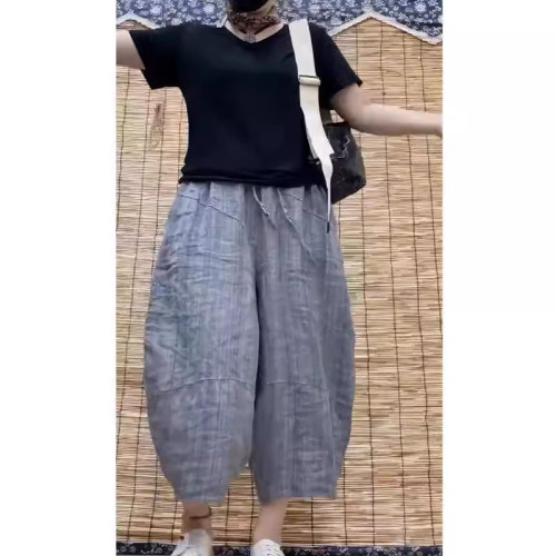 24307大愛美依緣2025夏季新款時尚靜版短袖T恤寬松哈倫褲遮肉顯瘦