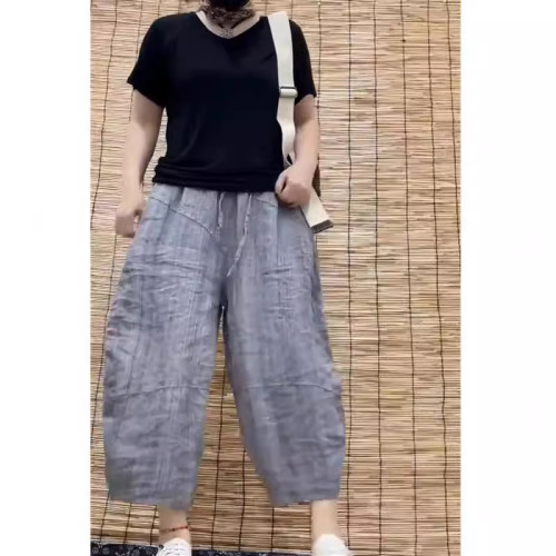24307大愛美依緣2025夏季新款時尚靜版短袖T恤寬松哈倫褲遮肉顯瘦