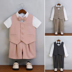 男童西服馬甲套裝中小童演出服兒童演講主持寶寶周嵗花童禮服
