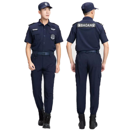 新款速乾衣保安服藍色黑色彈力作訓服小區物業街道巡邏保安製服