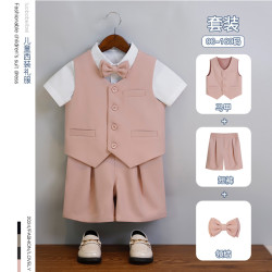 兒童西裝禮服春夏款英倫時尚馬甲套裝男孩鋼琴主持朗誦活動演出服