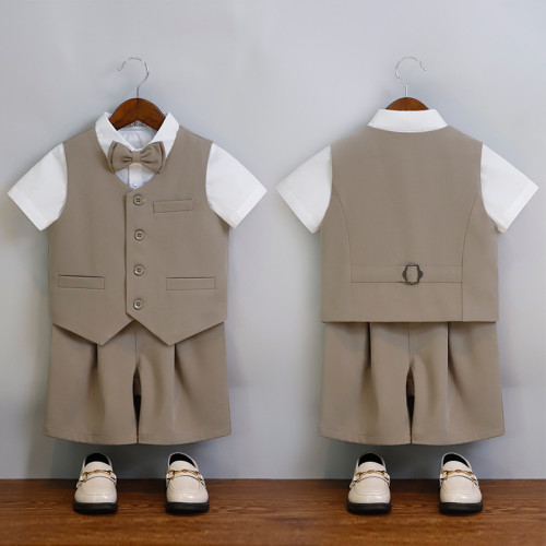 兒童西裝禮服春夏款英倫時尚馬甲套裝男孩鋼琴主持朗誦活動演出服