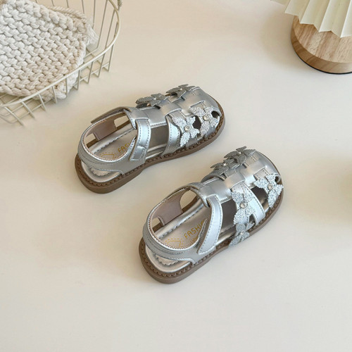 2026年夏季新款韓女中小童包頭軟底涼鞋小女孩時尚編織百搭沙灘鞋