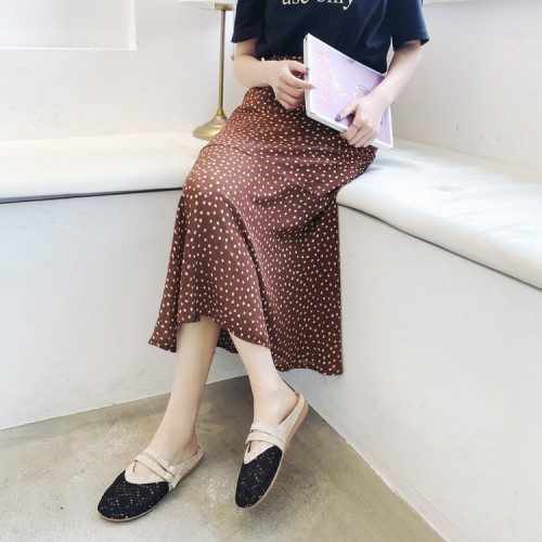 包頭半拖鞋女2024夏季新款網面平底懶人外穿一腳蹬穆勒鞋軟底舒適