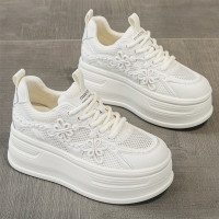 結國風厚底增高小白鞋女2025夏季新款百搭透氣網面休閒鞋女鞋