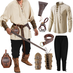 萬聖狂男士文藝復興時期服裝套裝配件中世紀海盜襯衫cosplay道具