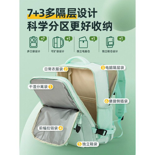旅遊擴容後背包女多功能雙肩包男獨立鞋倉乾溼分離短途出差旅行李包
