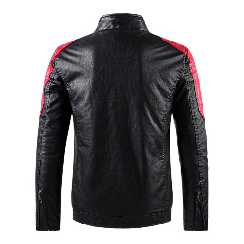 皮衣插色立領PU皮機車服外套春秋季薄款休閒皮夾克男ebay