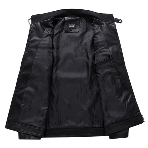 皮衣插色立領PU皮機車服外套春秋季薄款休閒皮夾克男ebay