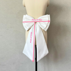 高級簡約緞面白色婚紗禮服演出舞台cosplay可拆蝴蝶結腰飾V137