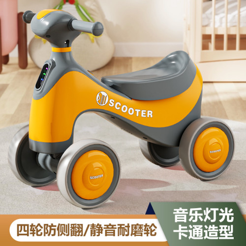新款兒童平衡車1-3嵗寶寶男女小孩四輪學步車防側翻嬰幼兒霤霤車