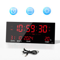 經典LED插電掛鍾多功能智能電子時鐘客廳萬年歷掛鍾3615