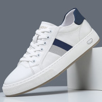 男鞋2025夏季新款真皮透氣小白鞋男士低幫平底百搭運動休閒板鞋潮