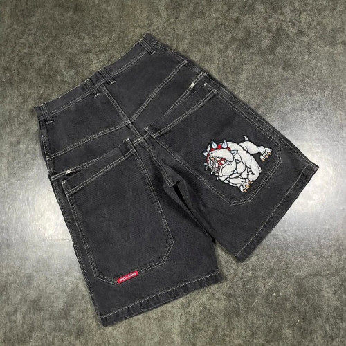 JNCO短褲Y2K嘻哈2023年原宿哥特式口袋寬松牛仔褲短褲男