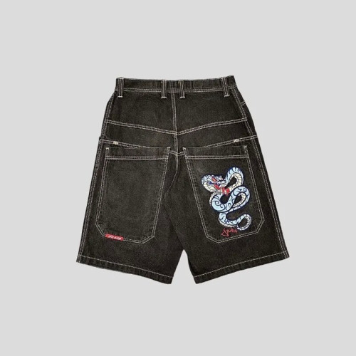 JNCO短褲Y2K嘻哈2023年原宿哥特式口袋寬松牛仔褲短褲男