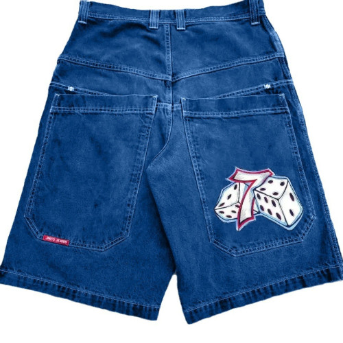 JNCO短褲Y2K嘻哈2023年原宿哥特式口袋寬松牛仔褲短褲男