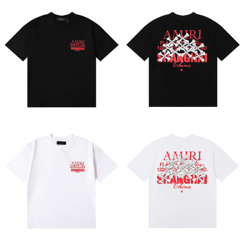  美潮AMIRI T-Shirt玫瑰骷髏頭印花雙紗純棉短袖T恤男女