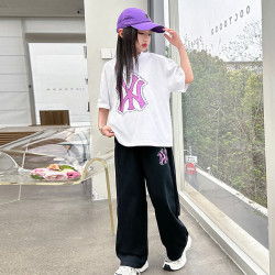 女童套裝夏季2025新款洋氣時髦初中學生潮酷穿搭大童女孩運動衣服