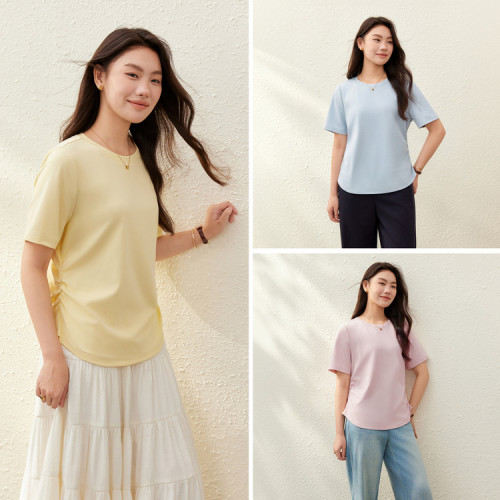 纖莉秀2024春新款大碼女裝胖mm簡約風基礎純色百搭顯瘦V領針織衫