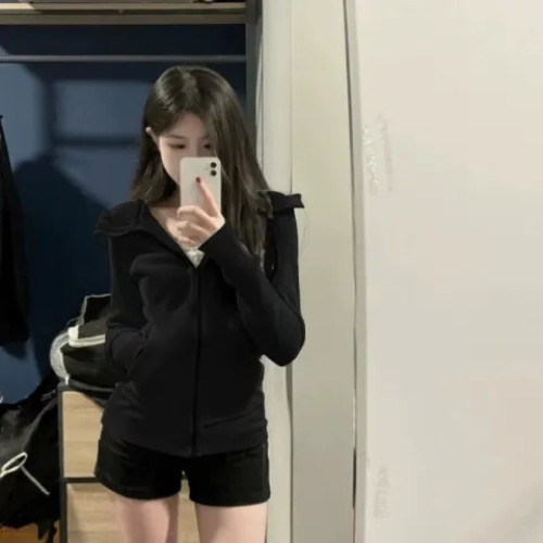 【原版做法 華棉複合】美式連帽灰色衛衣女休閒上衣外套女款開衫