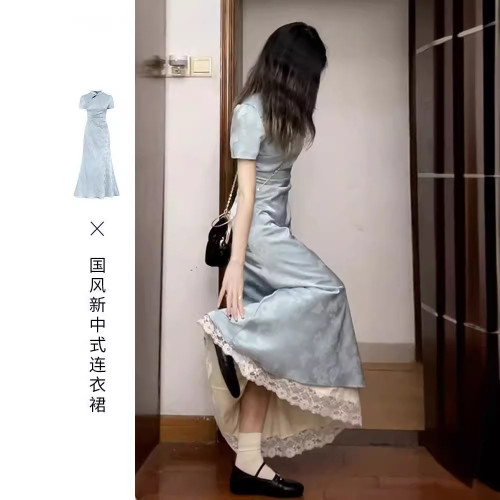 新中式國風改良旗袍連衣裙子女裝夏季2025新款高級感收腰氣質長裙