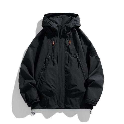 美式沖鋒衣春季潮牌戶外寬松工裝防風防水情侶登山服夾克外套