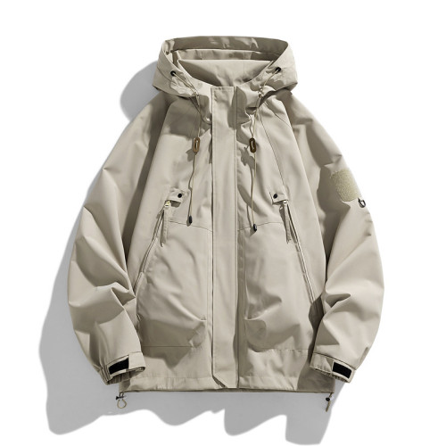 美式沖鋒衣春季潮牌戶外寬松工裝防風防水情侶登山服夾克外套