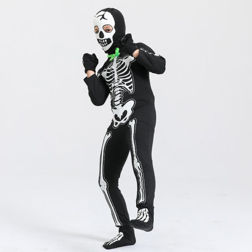 萬聖節cos服裝死神骷髏衣服兒童夜光骨架演出服派對聚會衣服裝扮