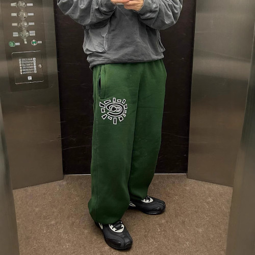 ADWYSD美潮秋冬新款男女情侶太陽卷基礎印花加絨連帽衛衣休閒衛褲