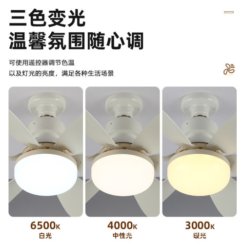 LED小型遙控吸頂吊扇燈強風靜音無極調光調速E27螺口搖頭風扇燈泡