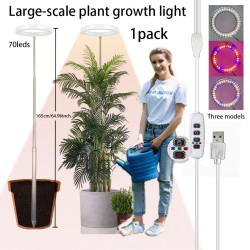 新款led全光譜植物燈家用定時生長燈室內綠植補光燈具燈天使環燈