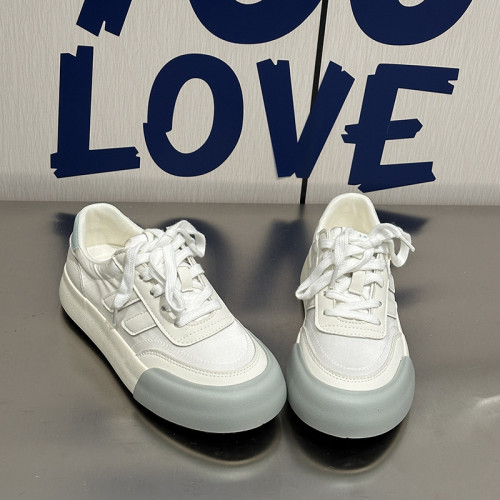 6547冰絲萊卡德訓鞋女2024年夏季透氣低幫厚底拼色小白鞋休閒時尚