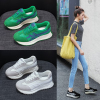 磨砂皮阿甘鞋女2026年秋季新款厚底5CM韓版復古休閒時尚運動女鞋