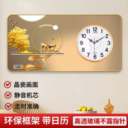 現代輕奢掛鍾高級客廳新款電子萬年歷裝飾畫餐廳免打孔簡約鍾表