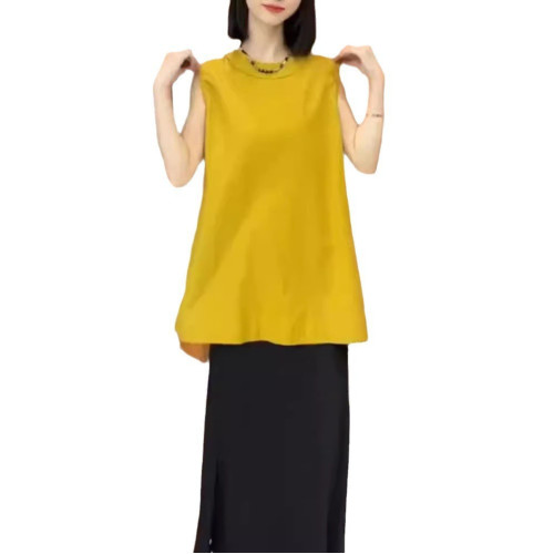 24592大愛美依緣2025夏季新款高級感寬松無袖襯衫高腰半身裙女