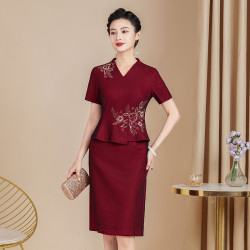 2024新款媽媽裝婚宴會高級旗袍裙喜婆婆高貴優雅結婚晚禮服敬酒服