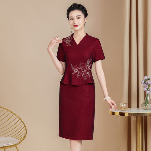 2024新款媽媽裝婚宴會高級旗袍裙喜婆婆高貴優雅結婚晚禮服敬酒服