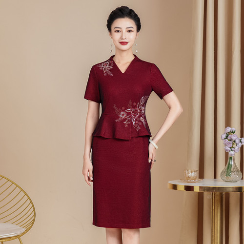 2024新款媽媽裝婚宴會高級旗袍裙喜婆婆高貴優雅結婚晚禮服敬酒服