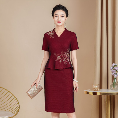 2024新款媽媽裝婚宴會高級旗袍裙喜婆婆高貴優雅結婚晚禮服敬酒服