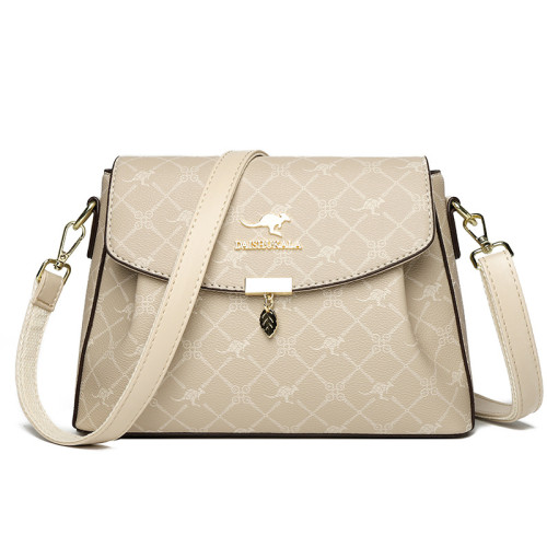 包包女包2025新款歐美時尚手提中年媽媽包百搭軟皮女士印花斜後後背包