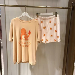 夏季新款家居服女軟綿綿卡通童趣圓領短袖短褲套裝睡衣外穿居家服