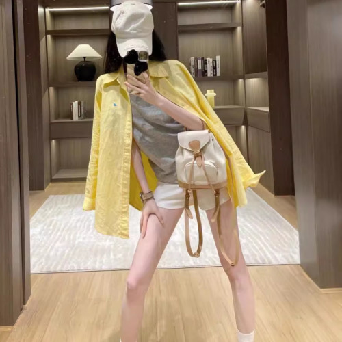 RL小馬標刺綉亞麻襯衫女經典老錢風明星同款時尚穿搭休閒通勤襯衣