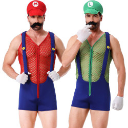 萬聖節性感情趣超級馬裡奧舞台服裝Mario連體透視裝超級瑪麗角色
