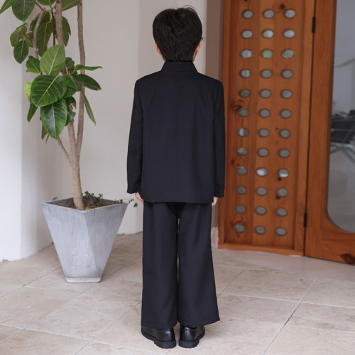男童新中式禮服水墨竹子印花盤釦中山裝外套兒童國風立領西服唐裝