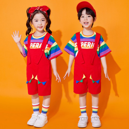 幼兒園六一演出服兒童舞蹈可愛恐龍背帶褲小學生團體動物表演服夏