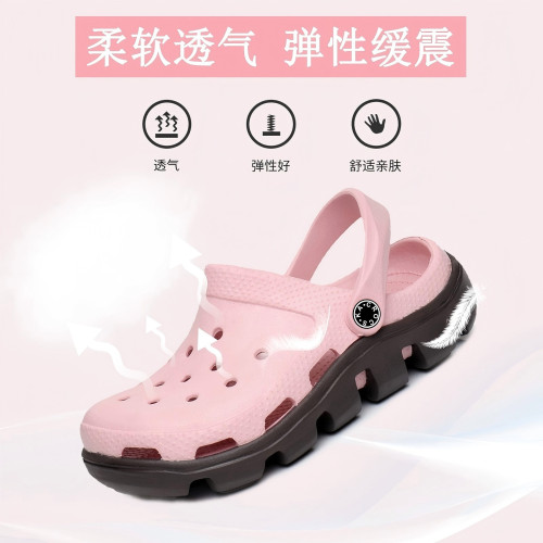 洞洞鞋女外穿情侶夏季防滑厚底透氣包頭新款沙灘涼鞋軟底拖鞋男