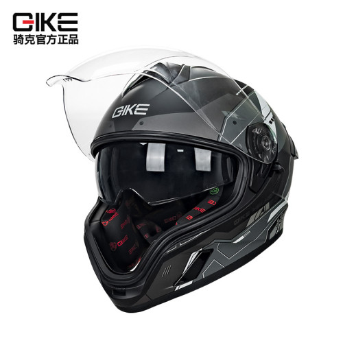 騎克機車頭盔男女雙鏡片大尾翼3C摩托車騎行冬季炫酷個性安全全盔