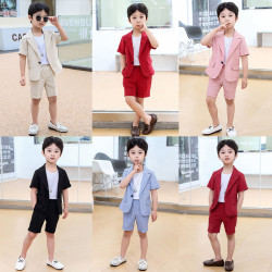 男童西裝套裝兒童禮服男孩節日表演服裝小主持人帥氣演出服花童