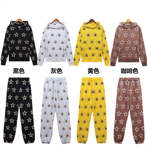正確版本DENIM 木棉花TEARS衛衣髮泡印花短袖T恤連帽短褲子套裝