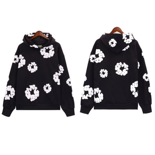正確版本DENIM 木棉花TEARS衛衣髮泡印花短袖T恤連帽短褲子套裝